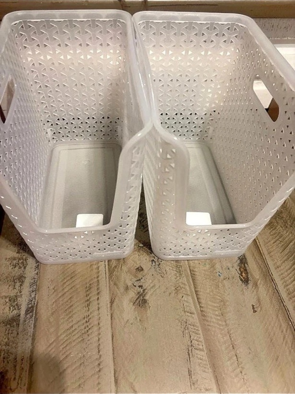 Brightroom Y-Weave Easy Access Storage Bin Bins White Set of 2